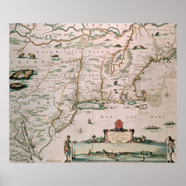 Póster Nueva Bélgica, placa del Atlas Contractus c.1671 (Frente)