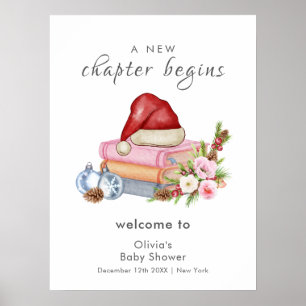 Póster Nueva Bienvenida al Baby Shower Floral de Invierno