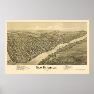 Póster Nueva Brighton, mapa panorámico del PA - 1901