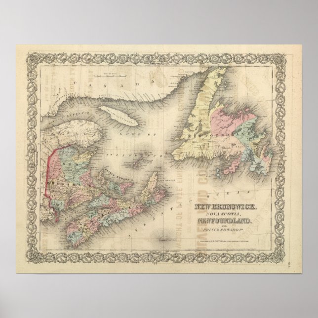 Póster Nueva Brunswick, Nueva Escocia, Terranova 2 (Frente)