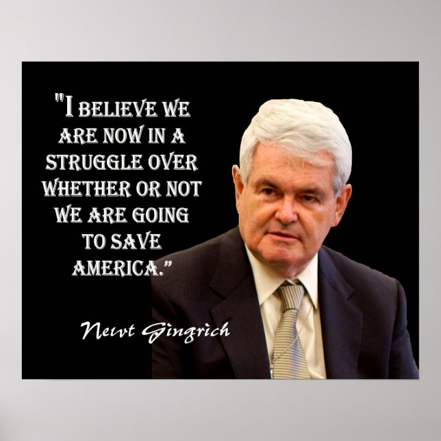Póster Nueva Cita De Gingrich - "Salvar A Estados Unidos" (Frente)