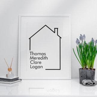 Póster Nueva familia de casas Minimalista con nombres