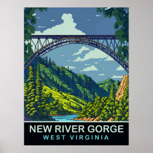 Póster Nueva garganta del río, puente, WV, viajes