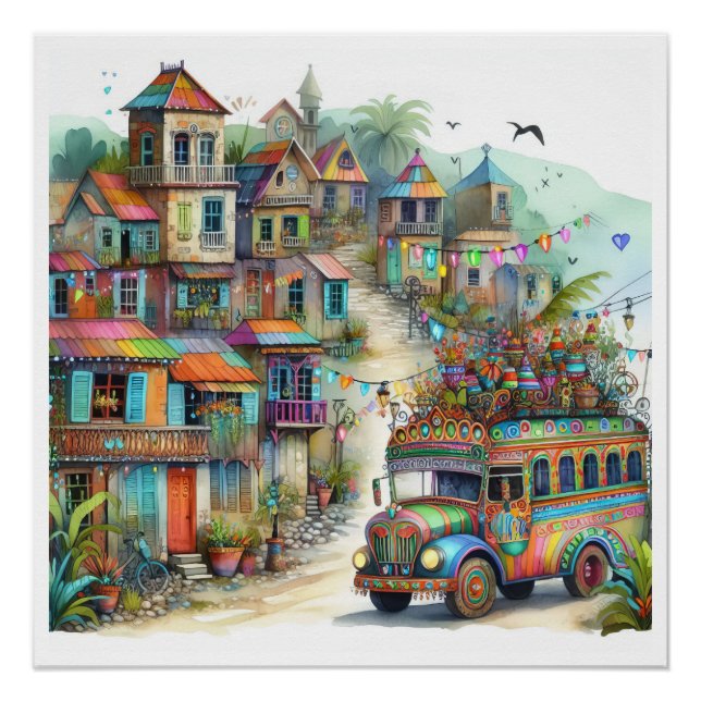 Póster NUEVA HAITI única, Aruba, Antigua (Anverso)