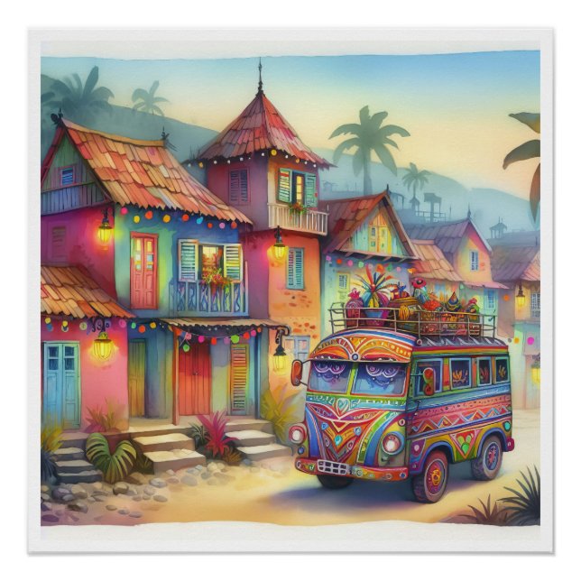 Póster NUEVA HAITI única, Aruba, Antigua (Anverso)