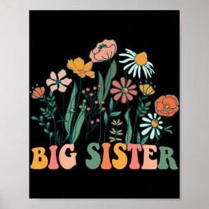 Póster Nueva Hermana Mayor Wildflower Primer Cumpleaños &