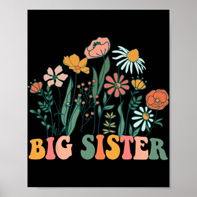 Póster Nueva Hermana Mayor Wildflower Primer Cumpleaños & (Frente)