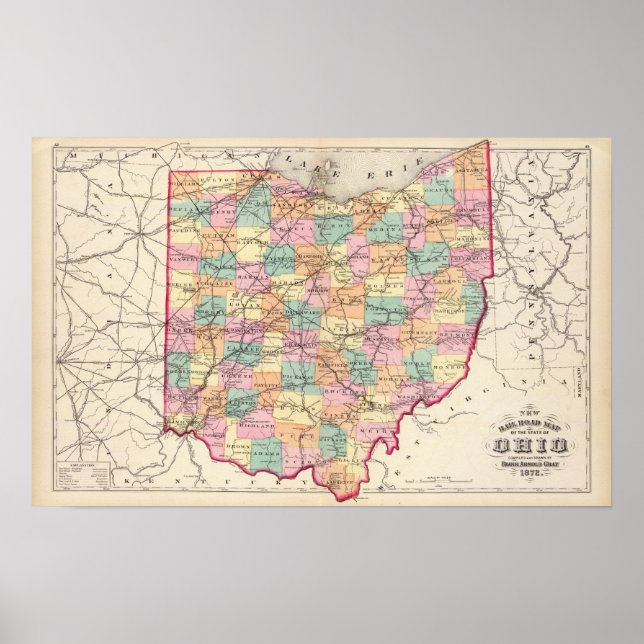 Póster Nueva hoja de ruta ferroviaria del Estado de Ohio (Frente)
