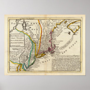 Póster Nueva Inglaterra, Nueva York, New Jersey y