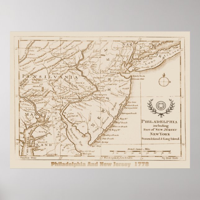 Póster Nueva Jersey 1778, réplica (Frente)