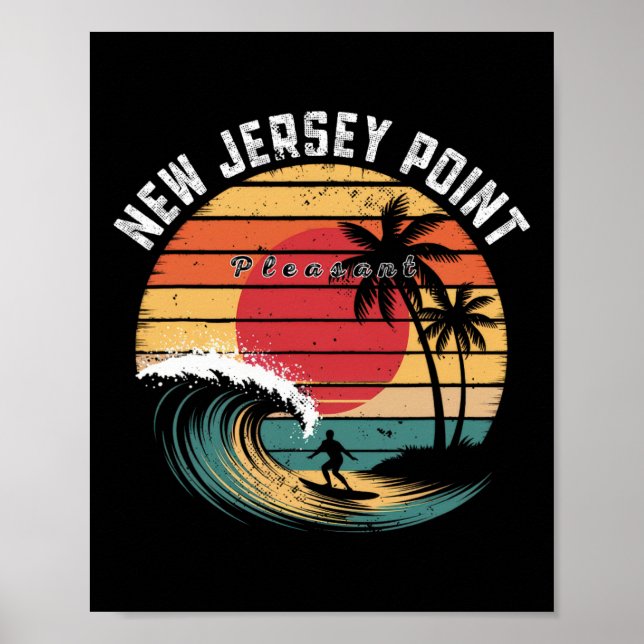 Póster Nueva Jersey Point Pleasant Beach Surfing  (Frente)
