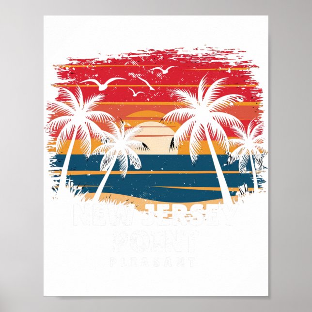 Póster Nueva Jersey Point Pleasant Surfboarder Palma Árbo (Frente)