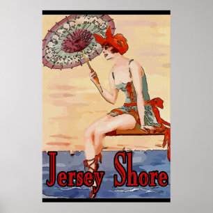 Póster Nueva Jersey vintage en la costa