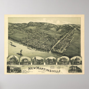 Póster Nueva Martinsville W. Virginia 1899 Antique Panora