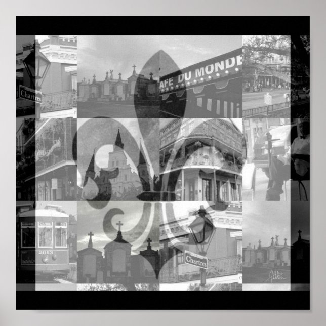 Póster Nueva Orleans Collage [Canvas Print] Square (Frente)