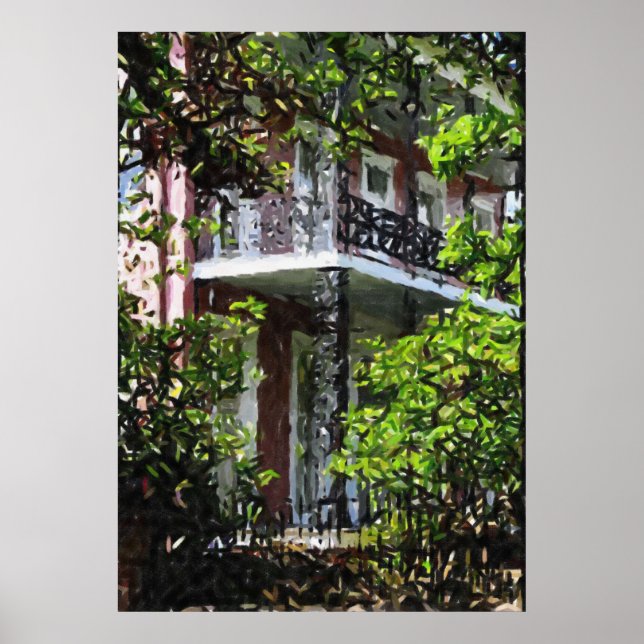 Póster Nueva Orleans Iron Balcones Garden District Print (Frente)