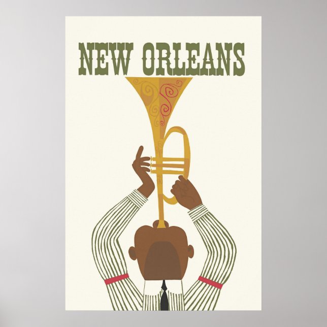 Póster Nueva Orleans, Jazz, afiche de viajes (Frente)