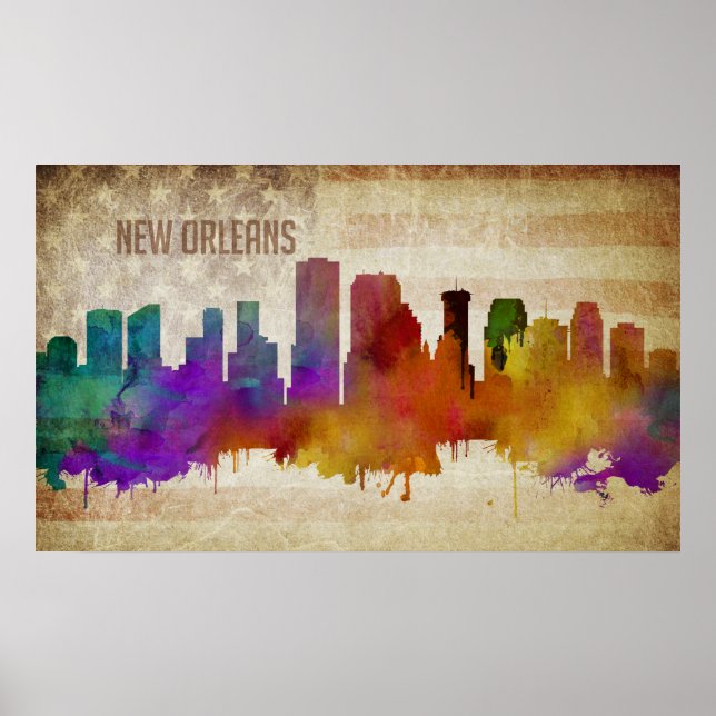 Póster Nueva Orleans, LA | Esquina acuática de la ciudad (Frente)