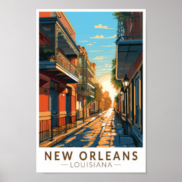 Póster Nueva Orleans Louisiana Barrio Francés de Viajes A
