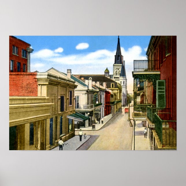 Póster Nueva Orleans Louisiana Chartres Street French Qua (Frente)