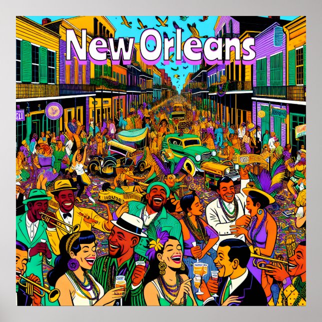 Póster Nueva Orleans, Louisiana divirtiéndose (Frente)