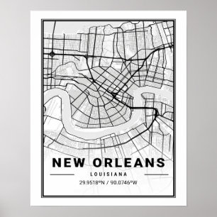 Póster Nueva Orleans Louisiana Estados Unidos Mapa de la 