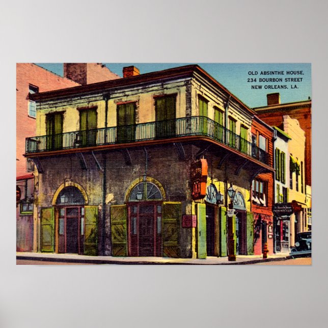 Póster Nueva Orleans Louisiana Old Absinthe House (Frente)