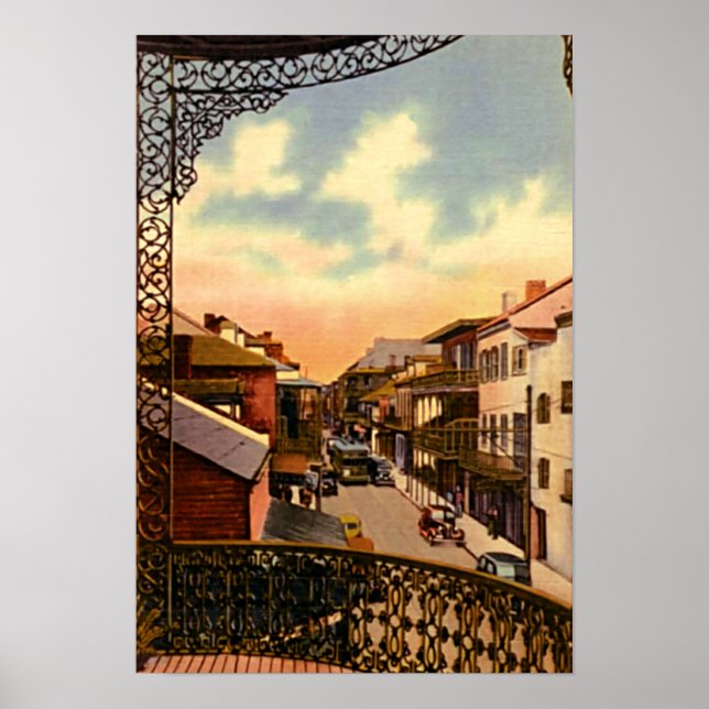 Póster Nueva Orleans Louisiana Royal Street Balcony (Frente)