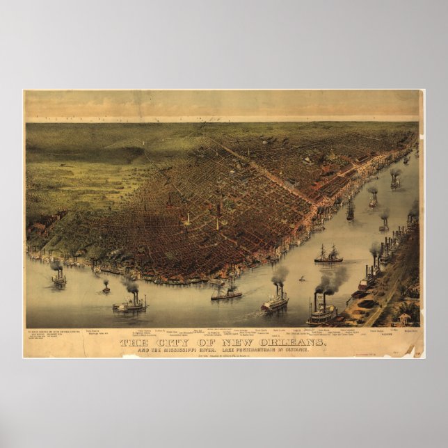 Póster Nueva Orleans, Luisiana 1885 (Frente)