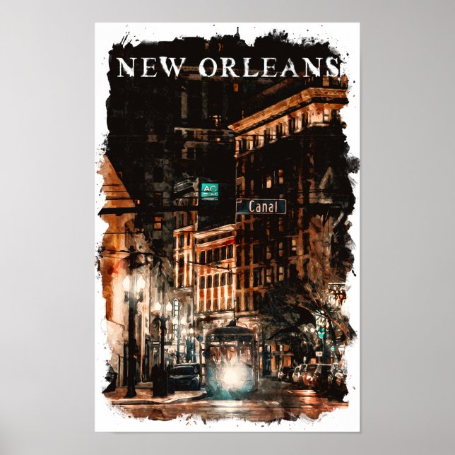 Póster Nueva Orleans Luisiana City View (Frente)