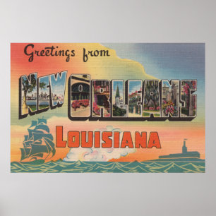 Póster Nueva Orleans, Luisiana - Escenas de letras grande