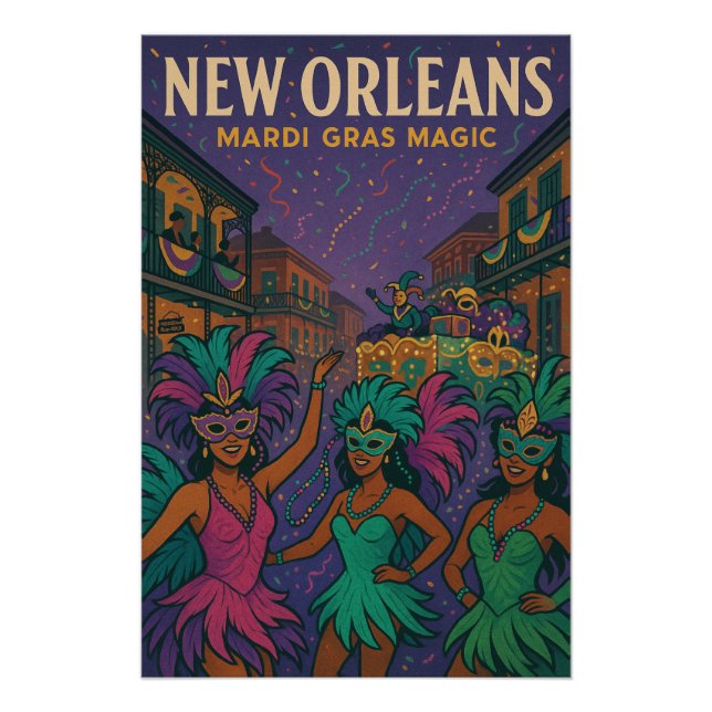 Póster Nueva Orleans - Mágica del Mardi Gras (Anverso)