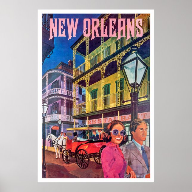 Póster Nueva Orleans, pareja en paseo (Frente)