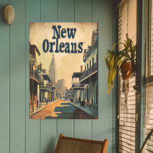 Póster Nueva Orleans vintage, el muro de viaje de Luisian