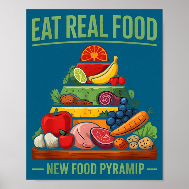 Póster Nueva Pirámide Alimenticia de Comida Real (Frente)