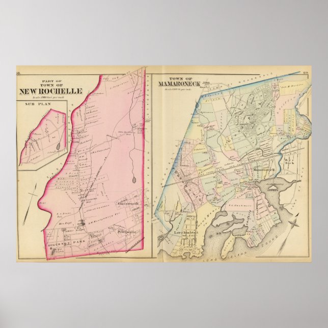 Póster Nueva Rochelle, Mamaroneck, Nueva York (Frente)