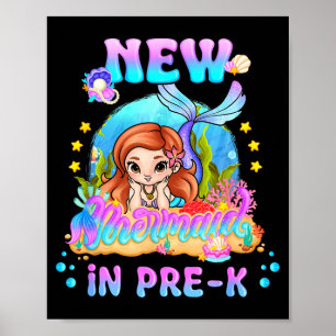 Póster Nueva sirena en prek linda vuelta al cole preescol