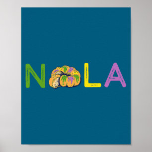 Póster Nueva Tarta del Rey Mardi Gras Orleans