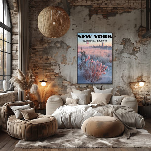 Póster Nueva York: Arte Linea contemporáneo, coordenadas.