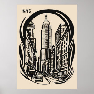 Póster nueva york city poster, nyc skyline art, manhattan