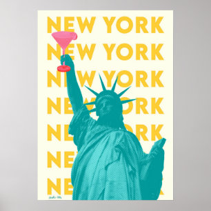Póster nueva york city poster, nyc skyline art, manhattan