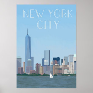 Póster nueva york city poster, nyc skyline art, manhattan