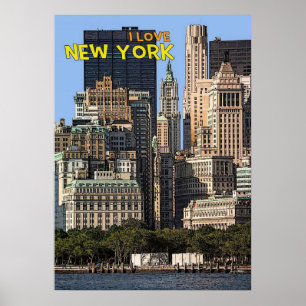 Póster nueva york city poster, nyc skyline art, manhattan