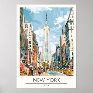 Póster nueva york city poster, nyc skyline art, manhattan