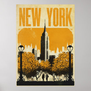 Póster nueva york city poster, nyc skyline art, manhattan