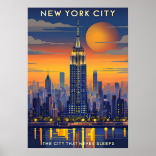 Póster nueva york city poster, nyc skyline art, manhattan
