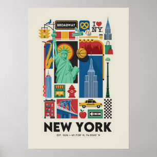 Póster nueva york city poster, nyc skyline art, manhattan