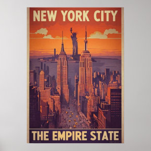 Póster nueva york city poster, nyc skyline art, manhattan