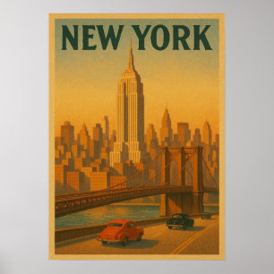 Póster nueva york city poster, nyc skyline art, manhattan