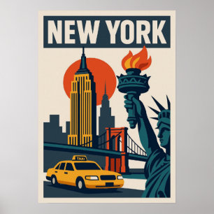 Póster nueva york city poster, nyc skyline art, manhattan